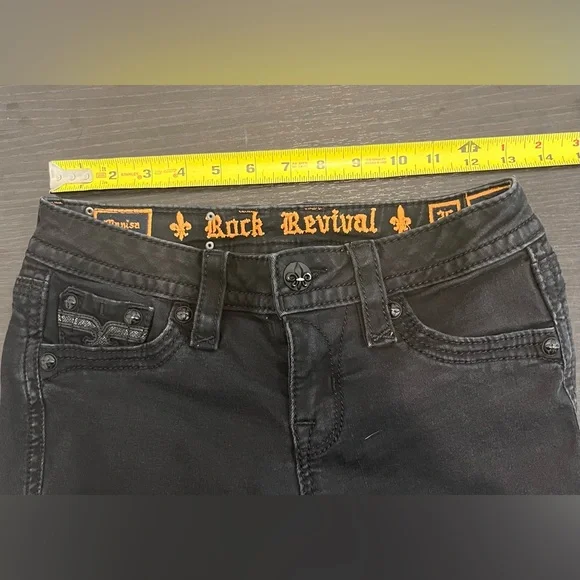 Rock Revival Marisa Black Denim Skinny Jeans Womens Low-Rise Casual Size 26x32 - Picture 10 of 11